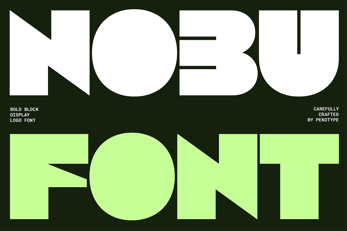 Nobu - Bold Block Display Logo Font, a Sans Serif Font by Pekotype (Photo 1 of 15)