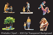 caring mom Watercolor clipart, a Seasonal Illustration by RobertsArt (Thumbnail 6 of 7)