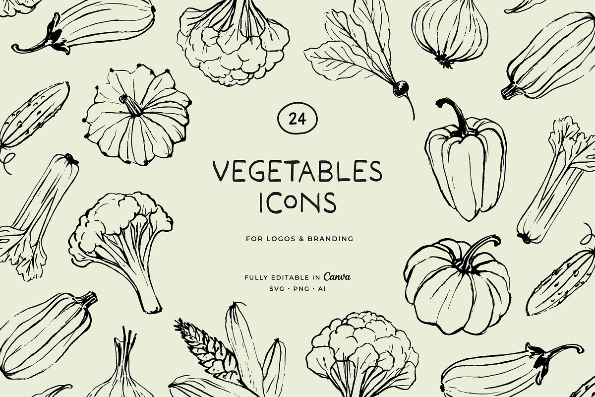 VEGETABLES line art illustrations, a Food Illustration by Crocus Paperi (Photo 1 of 3)