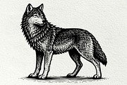 Wolf Wildlife Engraving Graphics, an Animal Illustration by DENIDigitalArtSudio (Thumbnail 4 of 12)