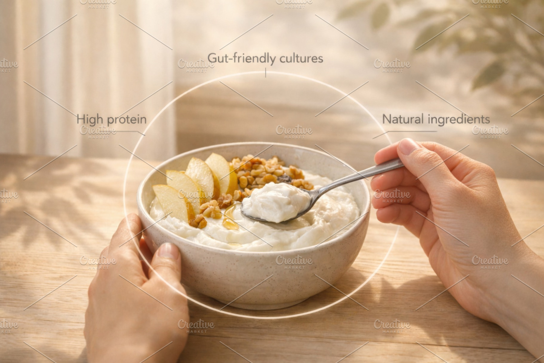 Icelandic dairy yogurt in bowl with, a Photo by Dvoevnore photos