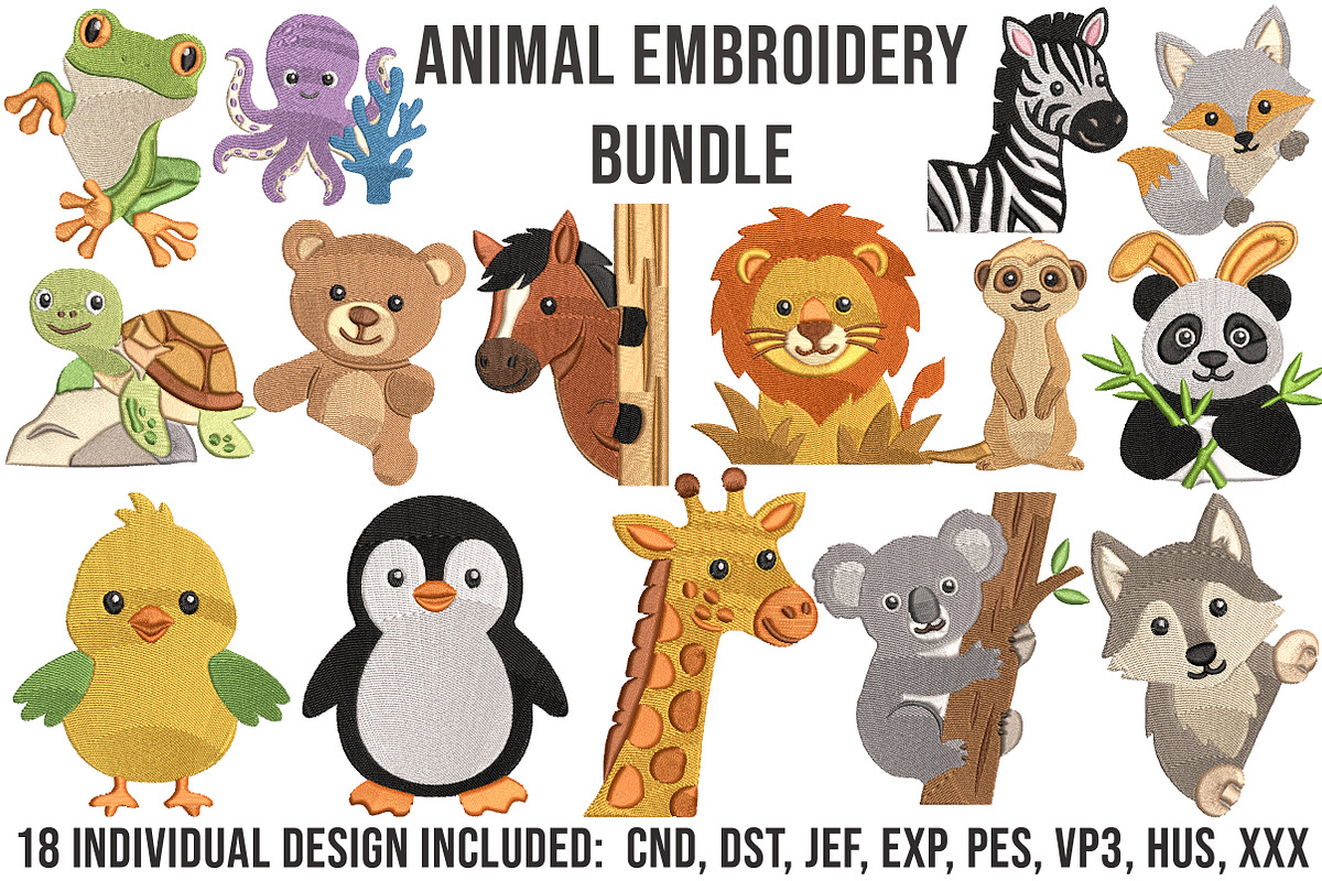 18 Cute Animal Machine Embroidery, an Object Graphic by DreamCafeArt (Photo 1 of 6)