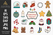 Kawaii Christmas Santa Clipart SVG, a Decorative Illustration by ARTify Illustrations (Thumbnail 1 of 7)