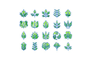 Green leaf icons set for nature and, an Object Illustration by pikepicture