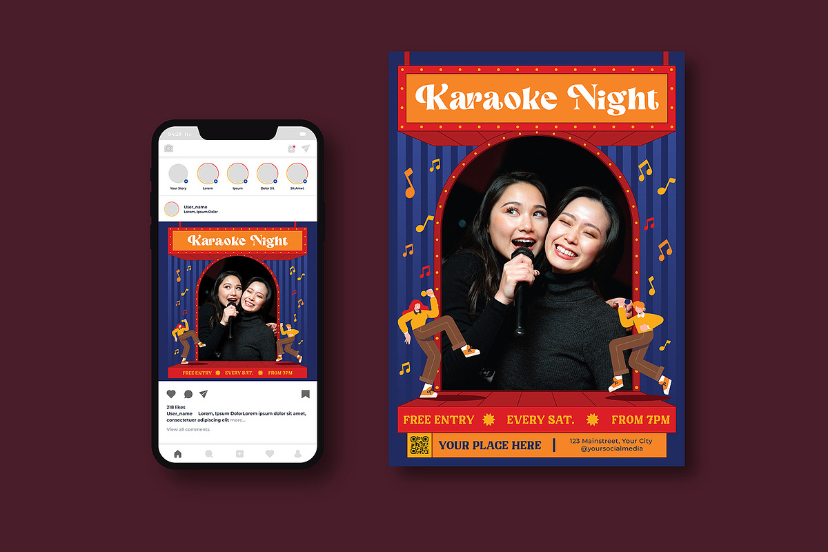 Karaoke Night Flyer, a Flyer Template by iDoodle Studio