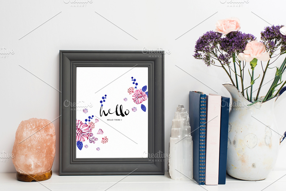 Grey and Floral Frame Mockup, a Print Template by Ashley Alexandra Design (Photo 4 of 5)