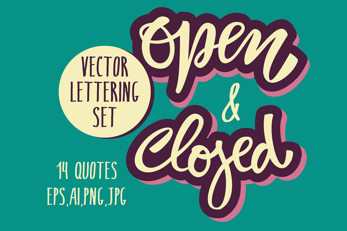 Open & Closed Vector Lettering Set, an Illustration by Malena (Photo 1 of 4)
