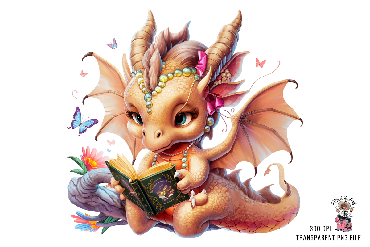 Dragon Reading Book PNG Bundle, a Graphic by Clipart Bloom (Photo 8 of 12)