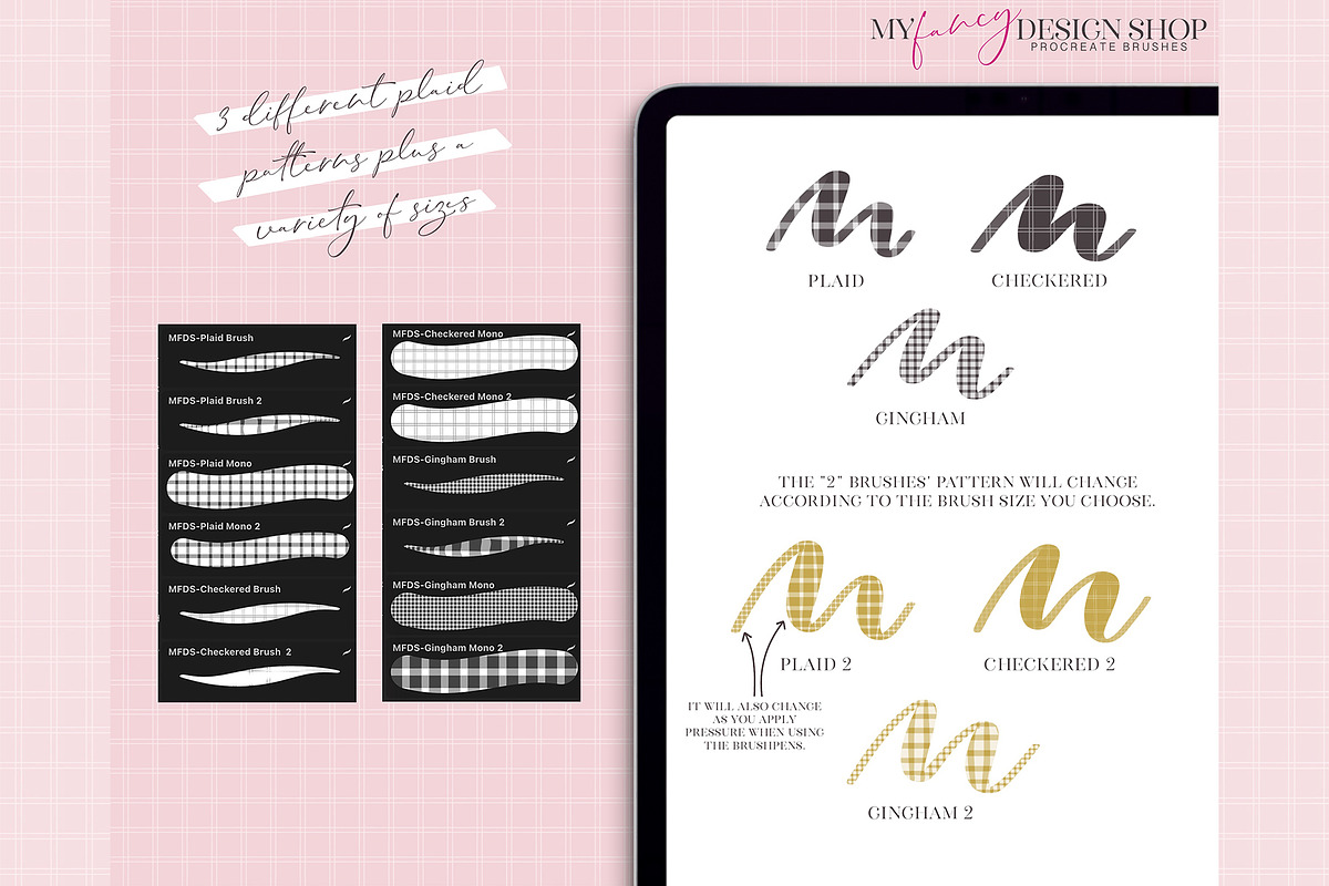 Procreate Plaid Lettering Brushes, a Brush Add-On by My Fancy Design Shop (Photo 2 of 10)