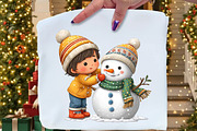 Christmas Girl with Snowman PNG, an Illustration by Craft Nest (Thumbnail 6 of 11)