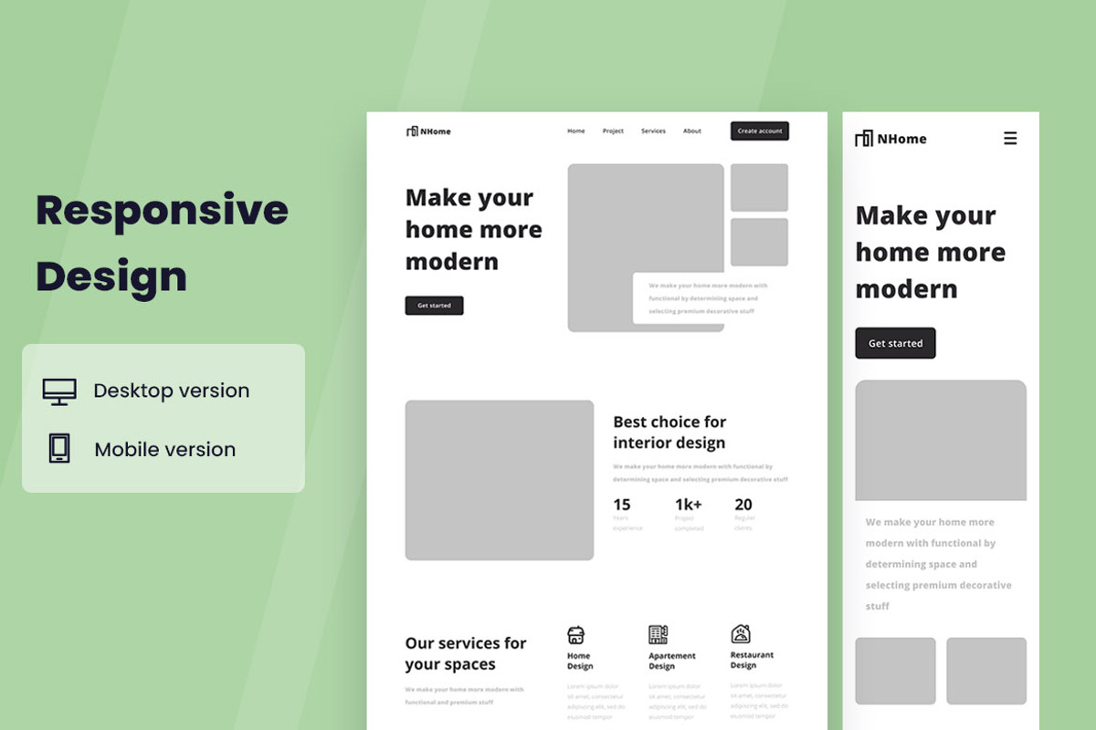 Interior Design Wireframe Website, a Wireframe Template by INSPR STD (Photo 4 of 7)