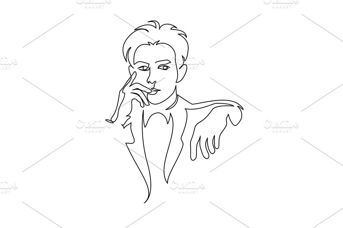 Young man portrait. Hand drawn, a Person Illustration by Valenty