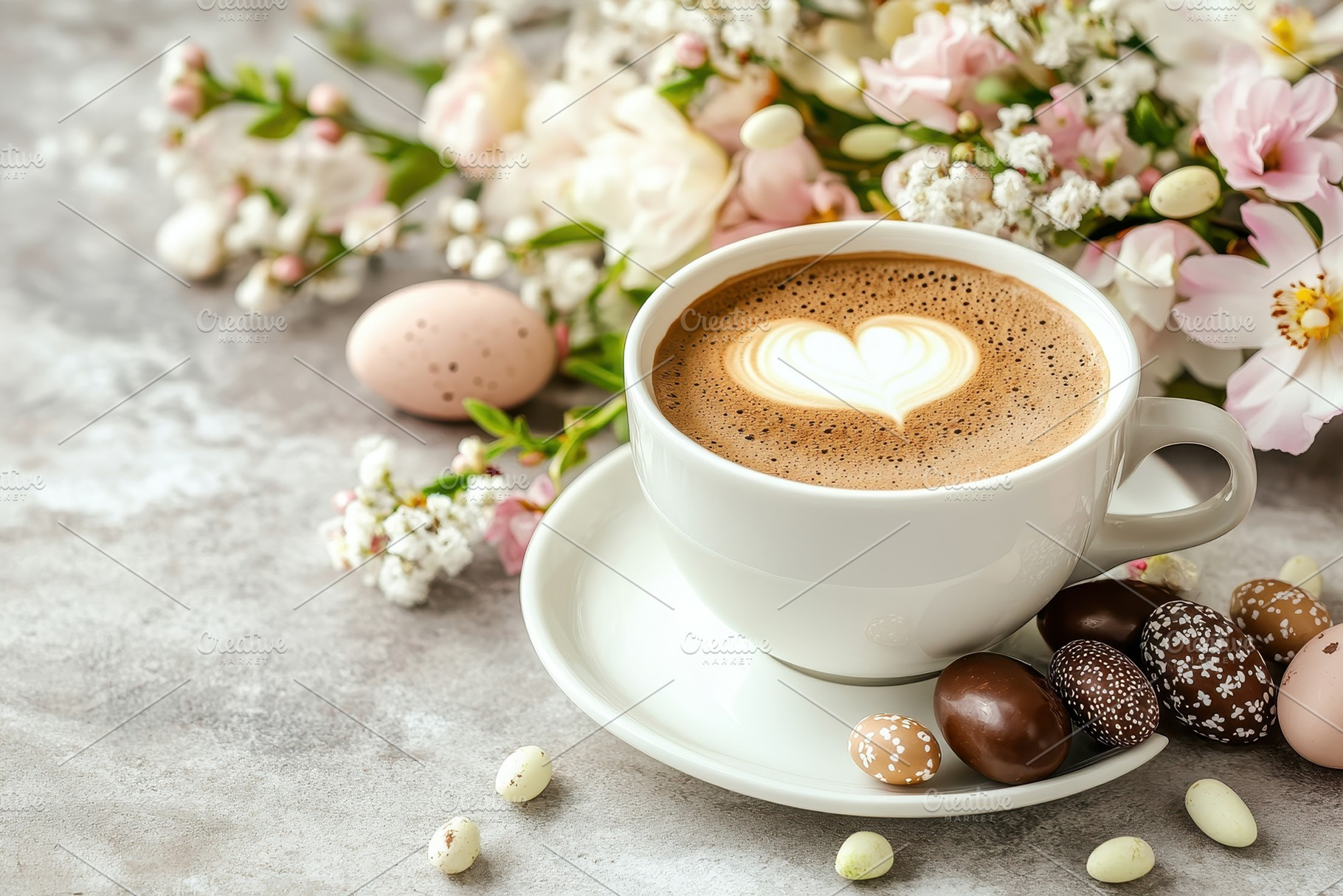 Coffee cup with heart latte art, a Photo by Pavel_design