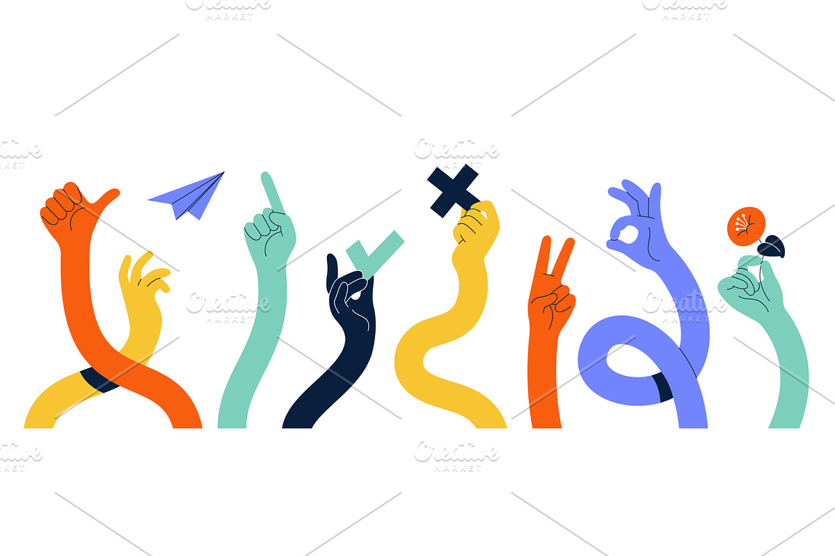 Comic flexible hands. Long color, an Object Illustration by YummyBuum