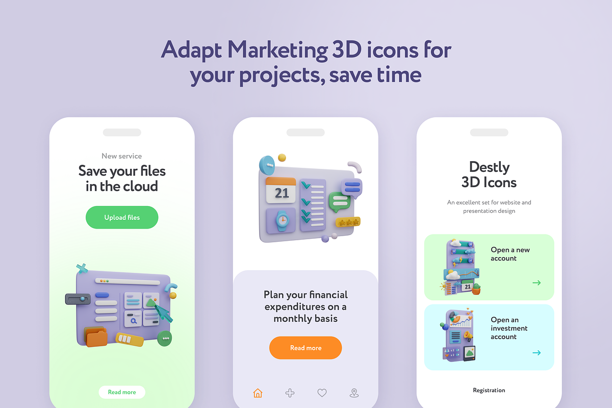 Destly Interface 3D Icons, a 3D by Welovegraphics (Photo 3 of 7)