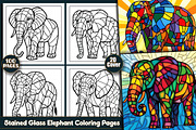 Stained Glass Elephant Coloring Page, an Animal Illustration by protabsorkar11 (Thumbnail 1 of 6)