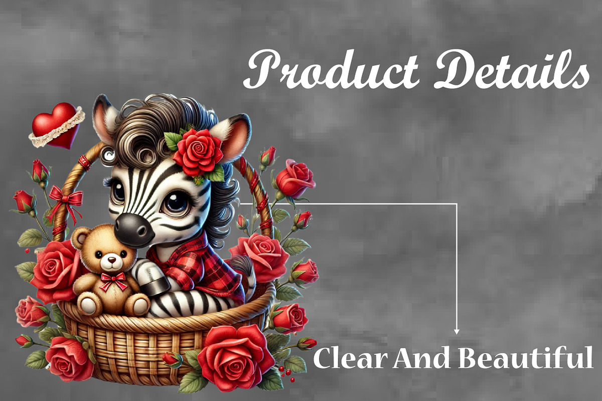 Valentine Cute Zebra Clipart Bundle, a Seasonal Illustration by Craft Nest (Photo 3 of 5)