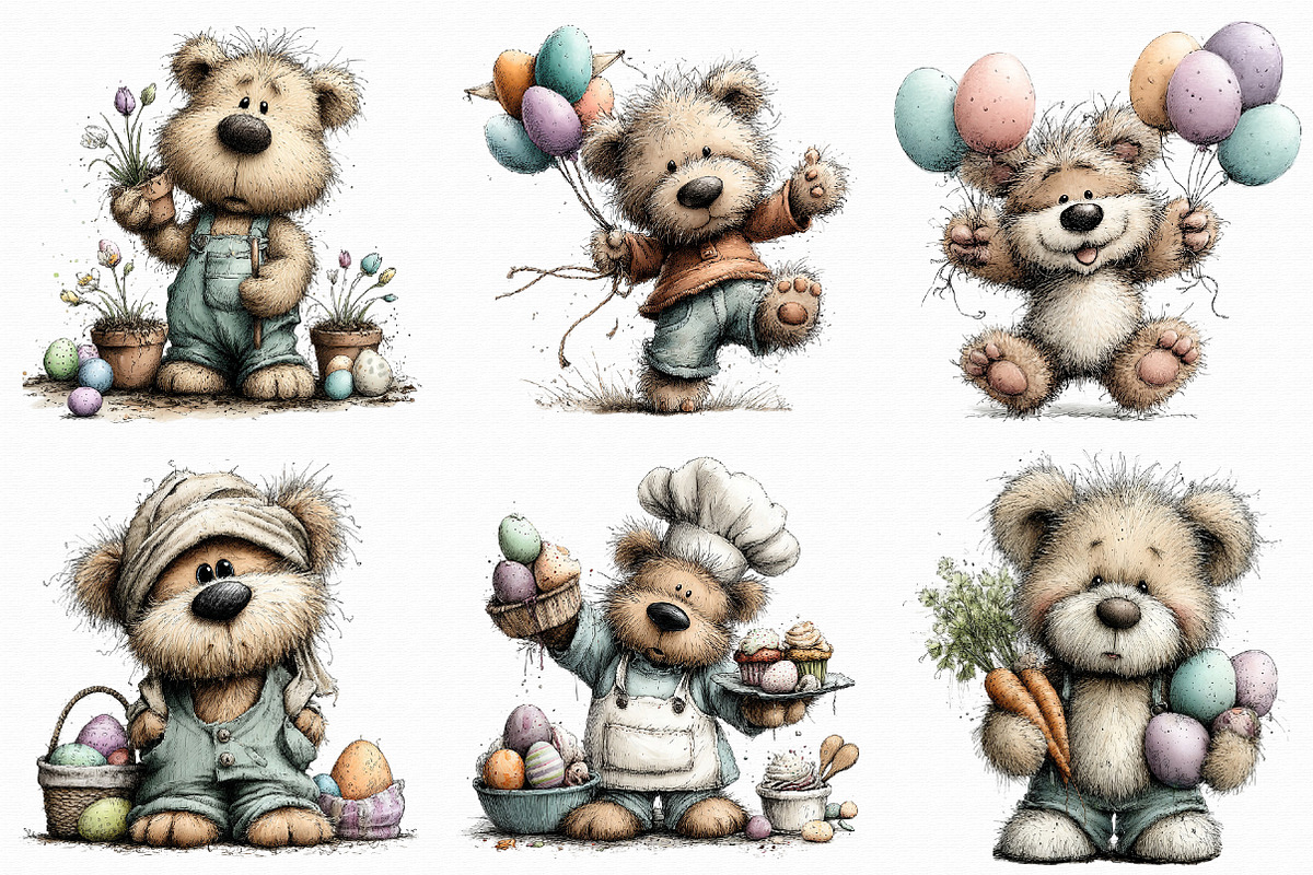 Whimsical Easter Teddy Bear Clipart, an Illustration by Libby Wishes (Photo 7 of 8)