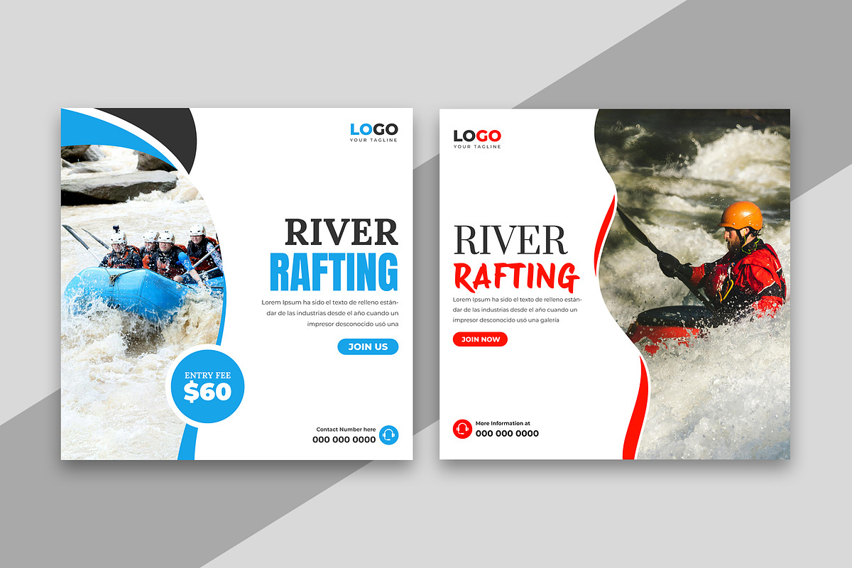 Rafting Social Media Post Banner, a Social Media Template by Designgrove (Photo 2 of 2)