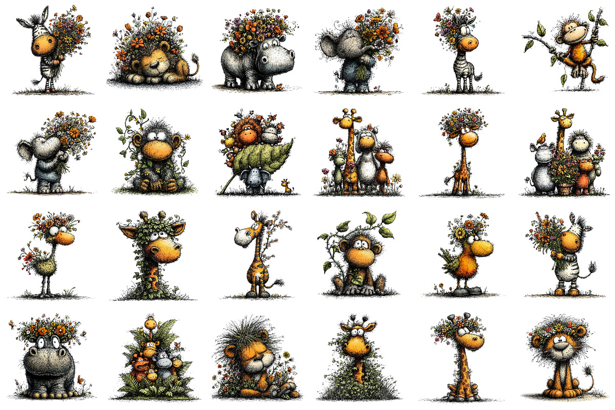 Spring Safari Whimsical Clipart, an Animal Illustration by designcity5 (Photo 2 of 5)