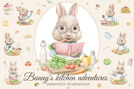 Bunny's kitchen adventures, an Animal Illustration by Mimomy