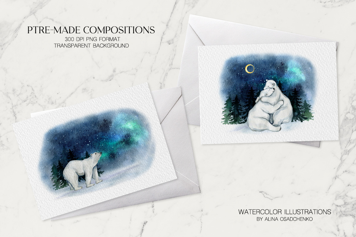 White Polar Bears, an Animal Illustration by CrystalinaShop (Photo 6 of 8)