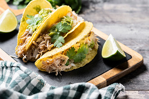 Mexican chicken tacos with guacamole and cilantro, a Food & Drink Photo by etorres69