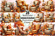Autumn Armchair Sublimation Clipart, an Illustration by SVGArt (Thumbnail 1 of 4)