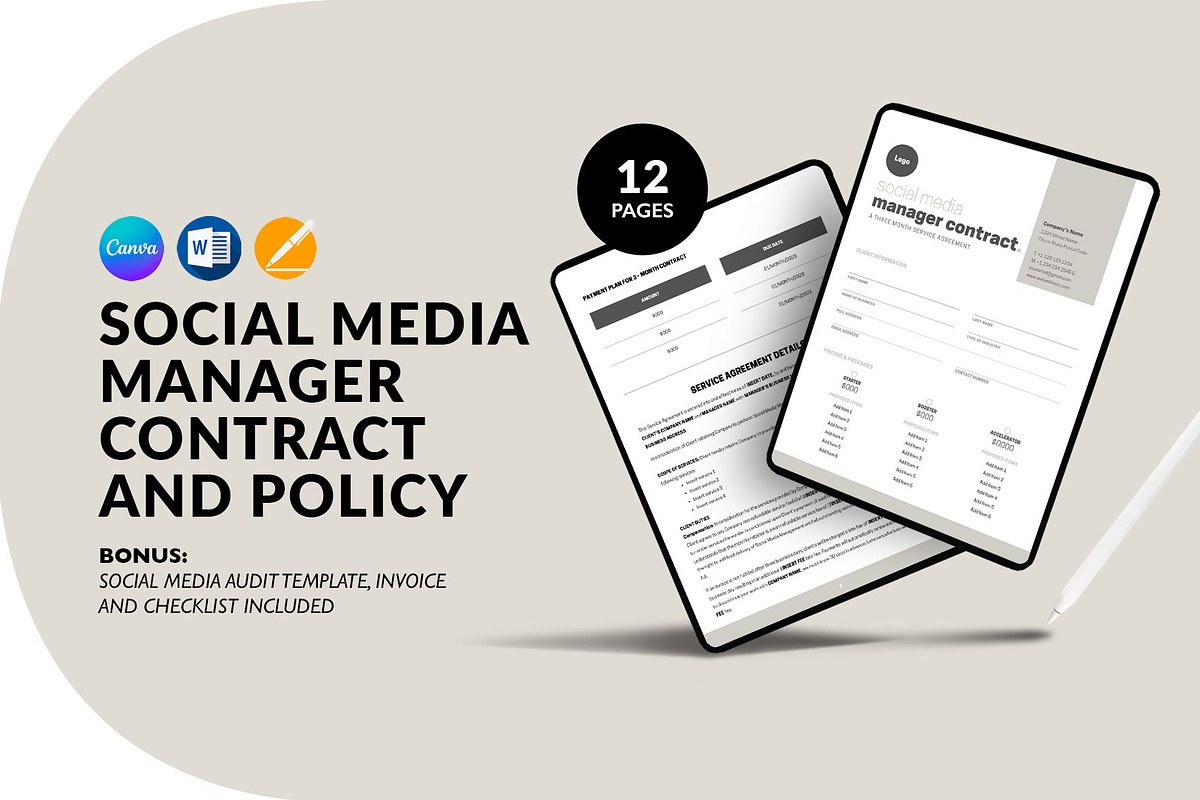 Beige Social Media Contract Template, a Presentation Template by InkBlue Templates (Photo 1 of 6)