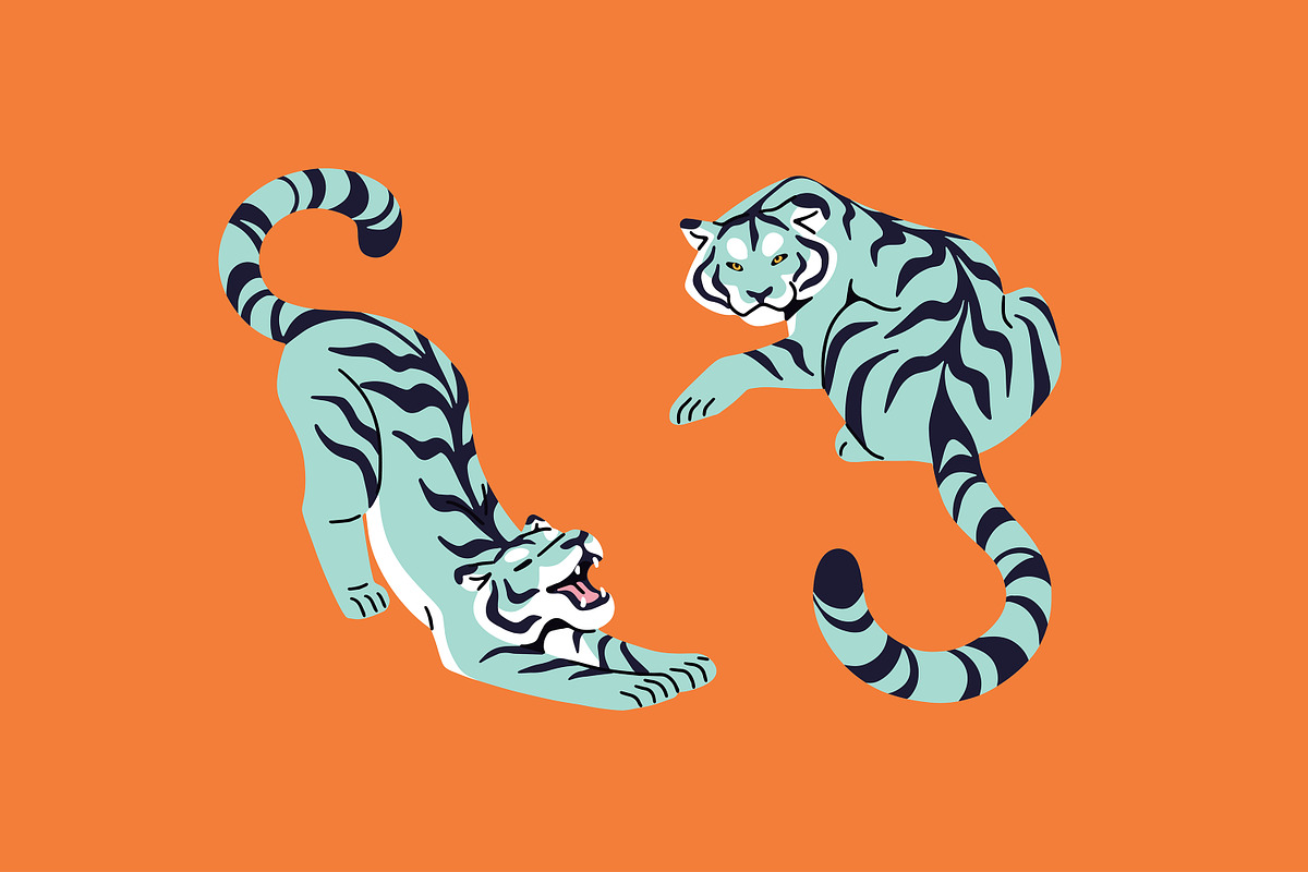 Wild tigers set, cards, patterns, an Animal Illustration by PaperTrident (Photo 4 of 10)