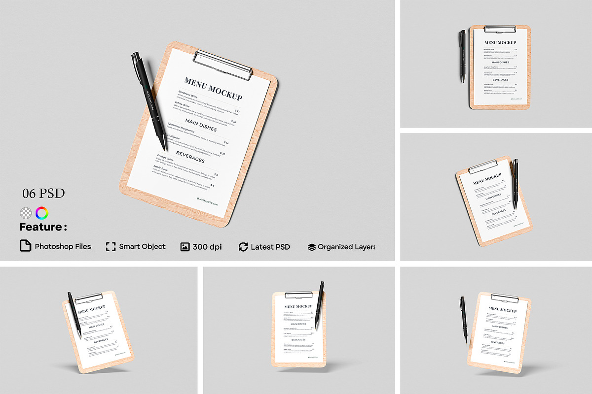 Menu Mockups, an Advertising Mockup by AnasStudio (Photo 1 of 7)