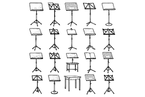 Music Stand Illustration Collection, an Object Graphic by nikagraphic