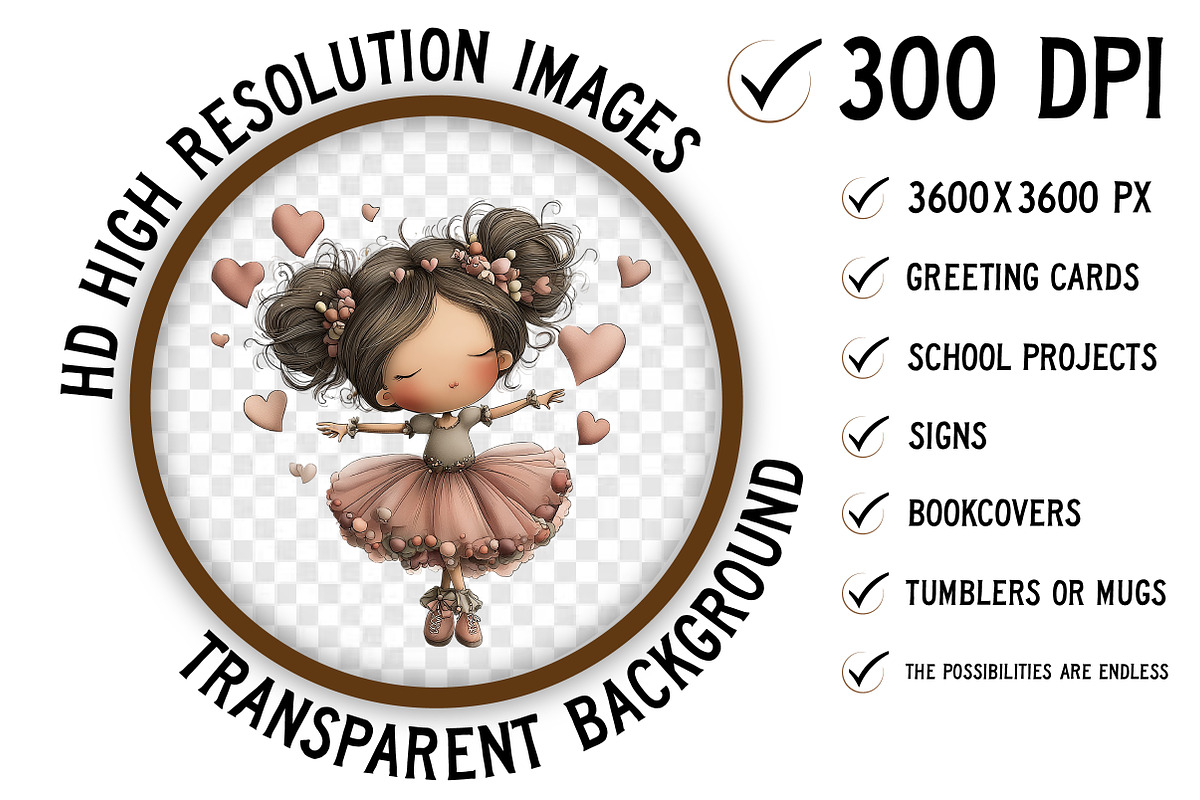 Whimsical Valentine Girl Clipart, an Illustration by Craft Nest (Photo 2 of 9)