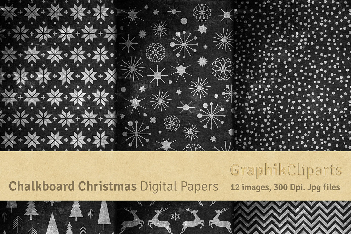 Chalkboard Christmas Digital Papers, a Texture Graphic by Chus Moreno Studio (Photo 3 of 3)