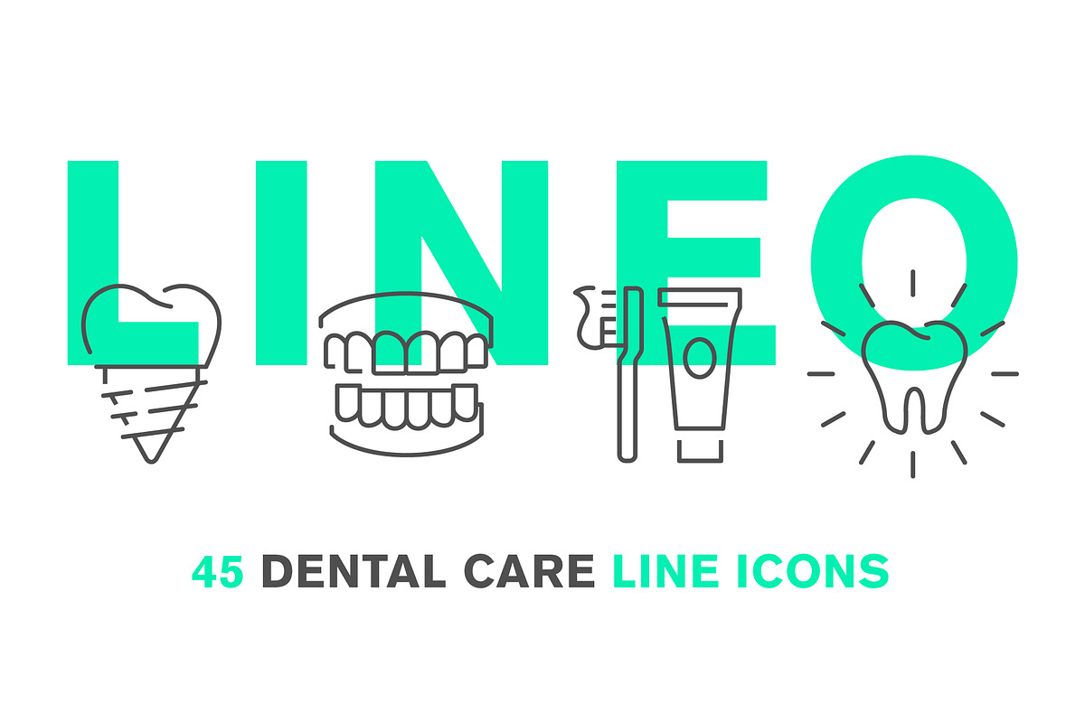 45 DENTAL CARE ICONS, an Outline Icon by sharpnose (Photo 1 of 6)