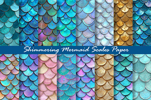 Shining Mermaid Scales Digital Paper