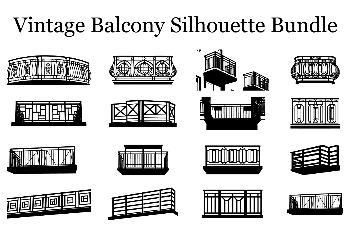 Vintage Balcony Silhouette Bundle, a Graphic by hafijul (Photo 8 of 8)