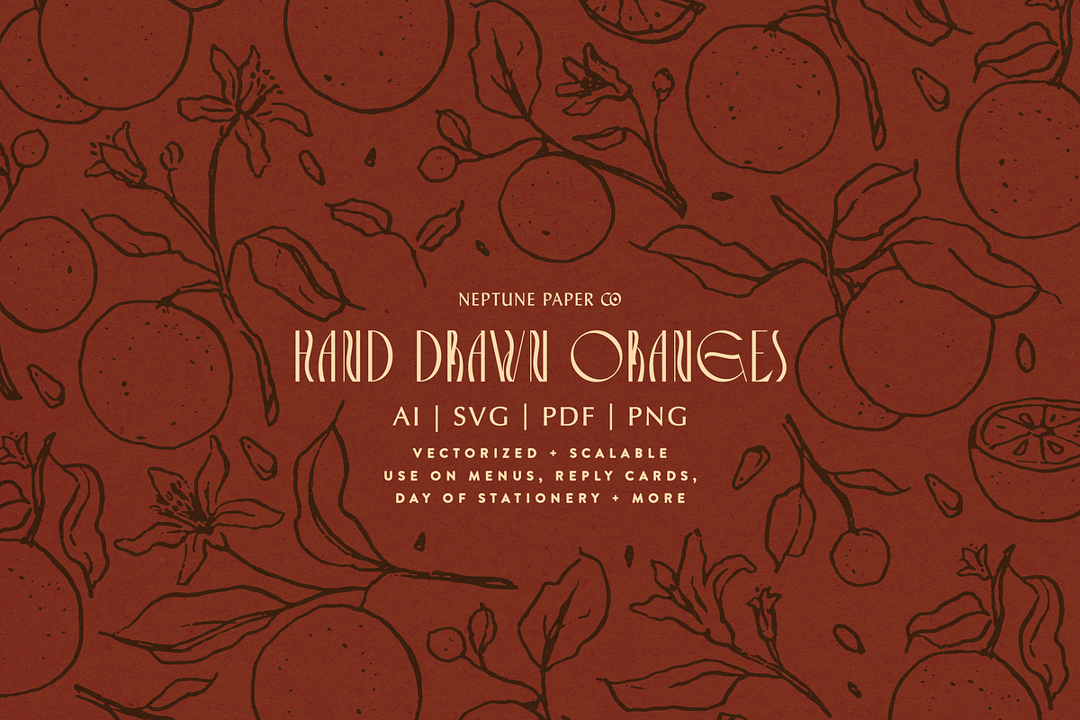 Hand Drawn Oranges, a Decorative Illustration by Neptune Paper Co. (Photo 1 of 2)