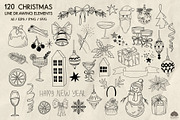 Christmas line drawing set + stamps, an Illustration by Skliarova (Thumbnail 6 of 8)