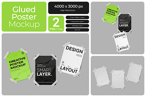 Glued Poster Mockup, an Advertising Mockup by Bartama Graphic