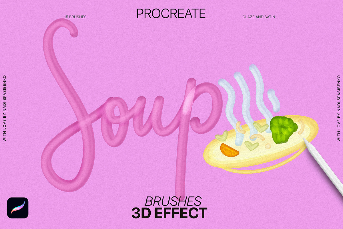 3D effect Procreate Brushes, a Brush Add-On by Spasibenko Art