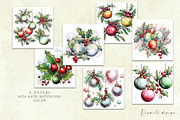 Christmas Holly and Baubles, a Decorative Illustration by Vasmila (Thumbnail 6 of 7)