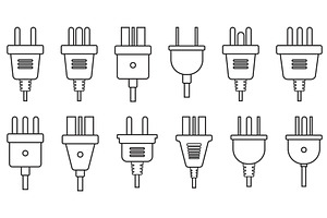 Electric plug line icons. Different, an Illustration by YummyBuum