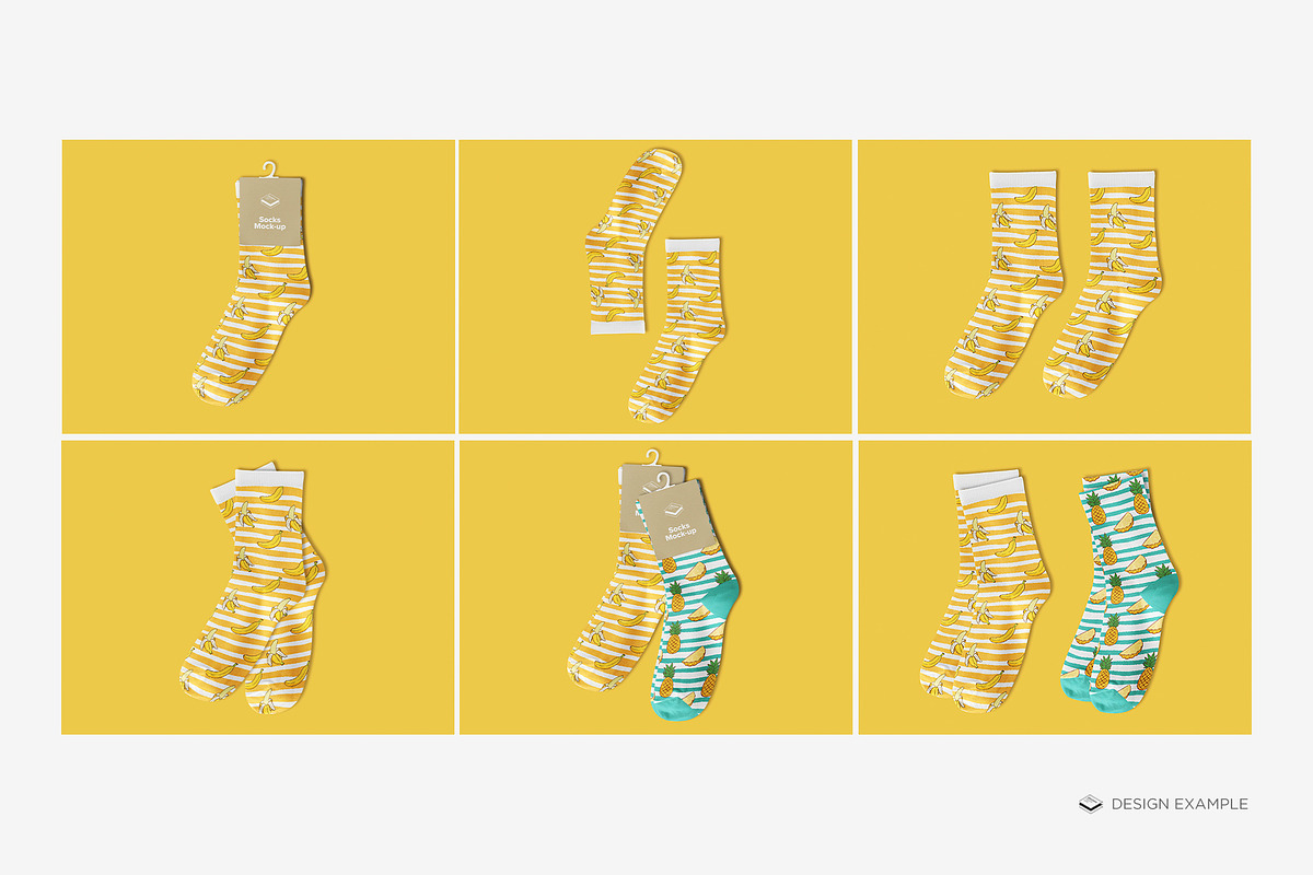 Mid Calf Crew Socks 2 Mock-up, a Packaging Mockup by Branda Keeps (Photo 5 of 17)