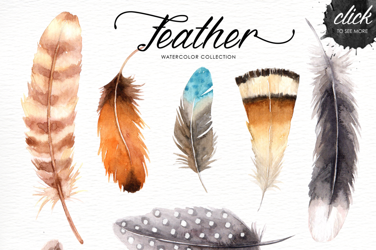 Feather Watercolor Collection, an Illustration by everysunsun (Photo 4 of 6)