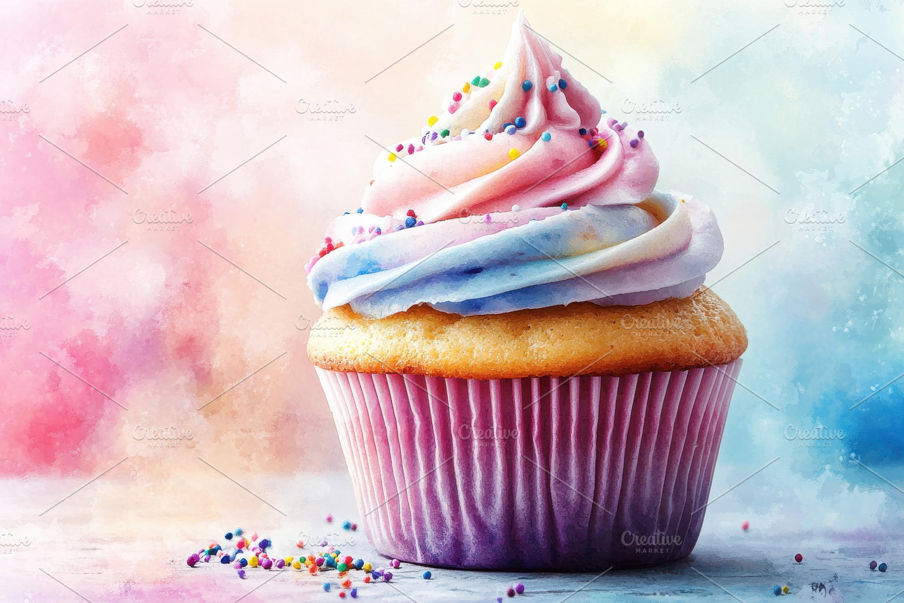 Delicious Pink Blue Swirl Cupcake Sp, a Background Photo by Pixeness