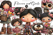 Flowers and Girls Clipart Bundle, an Illustration by CreationArt (Thumbnail 1 of 5)