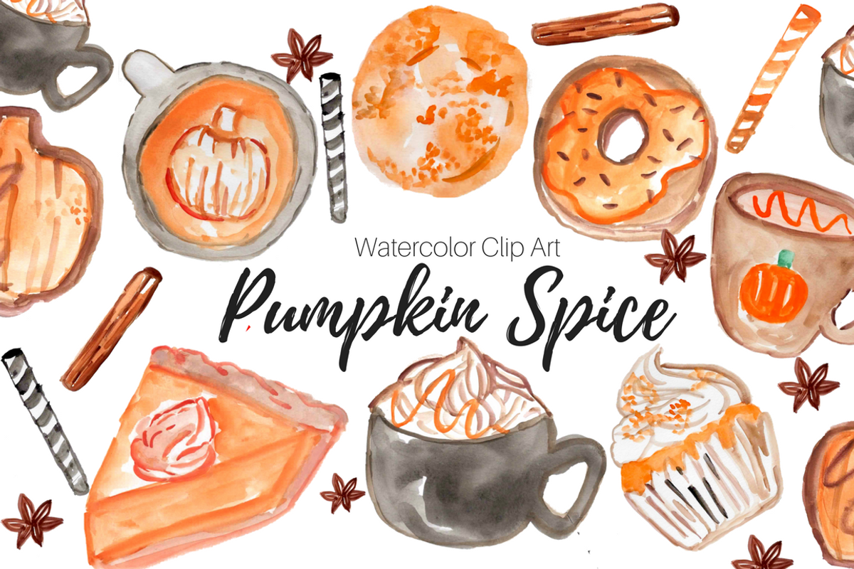 Pumpkin Spice Watercolor Clip Art, a Graphic by Writelovely (Photo 1 of 4)