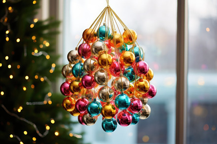 Colorful christmas ornaments hanging, a Photo by Iftikhar Alam