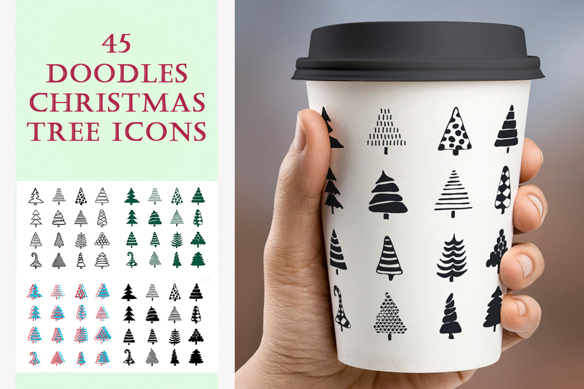 Doodles Christmas Tree Clipart, a Graphic by IRSYART (Photo 1 of 8)